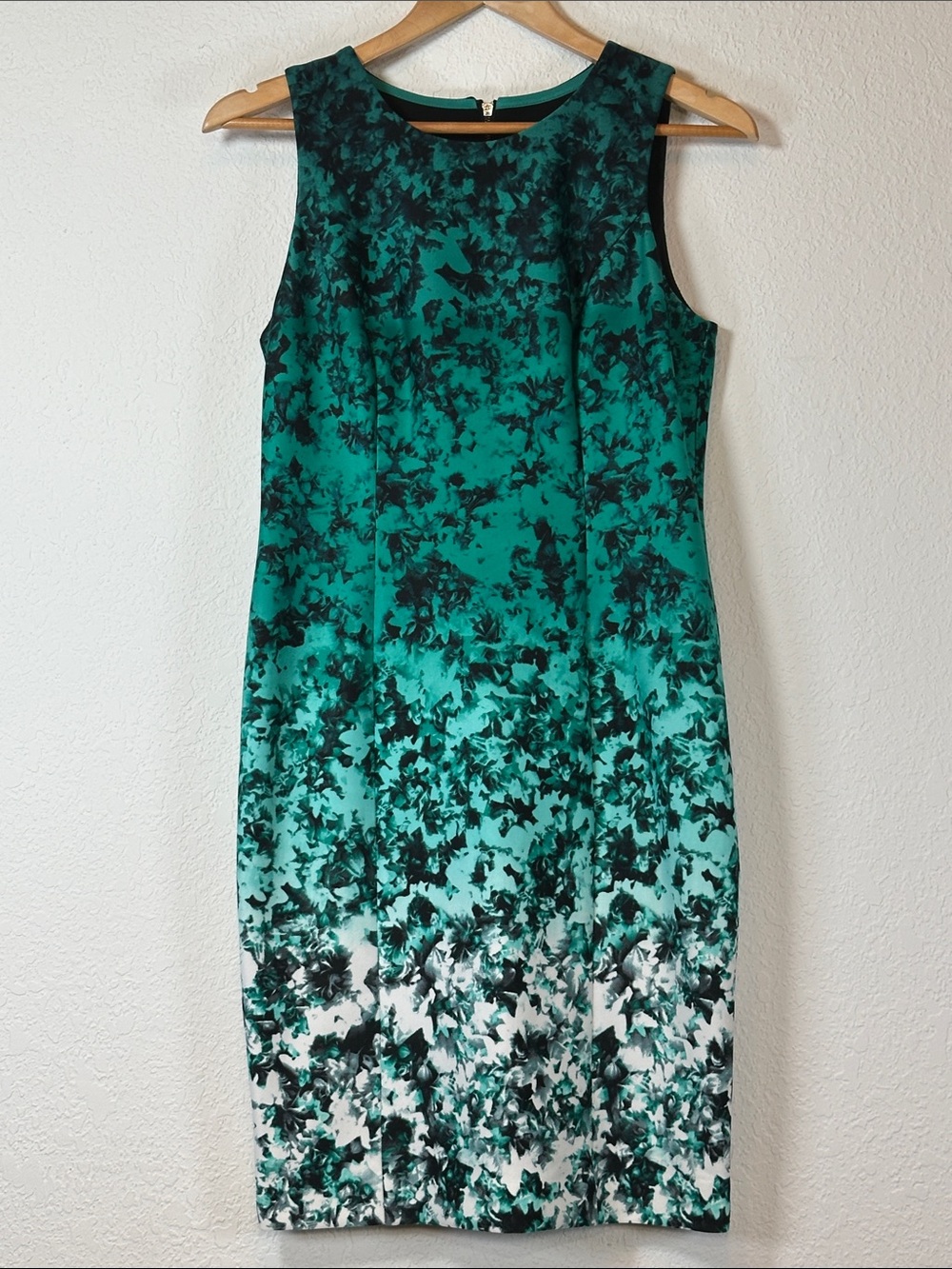 Vince Camuto Teal Ombre Floral Midi Dress